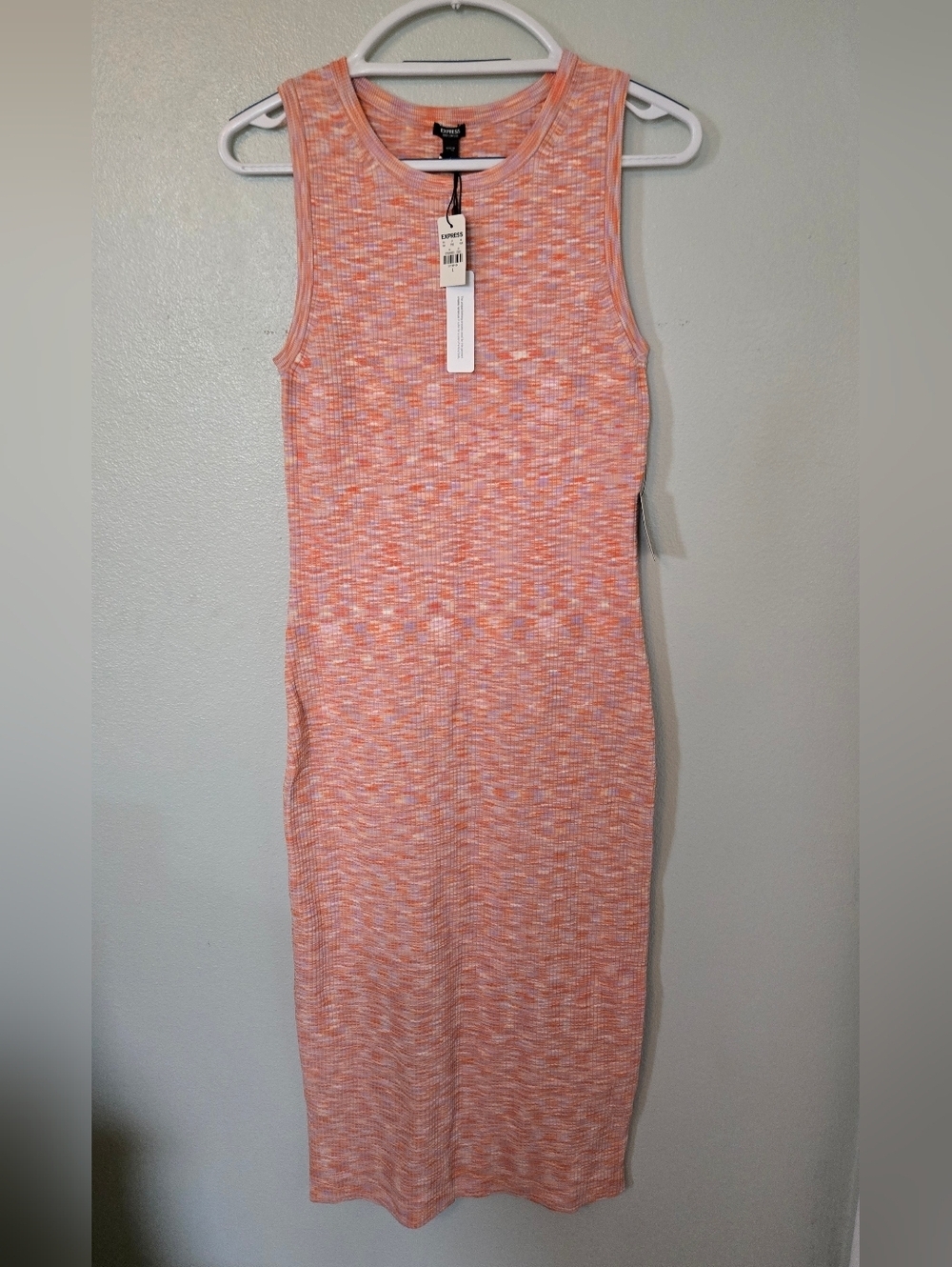Express | NWT Orange Knit Stretchy Body Contour Dress Size Large